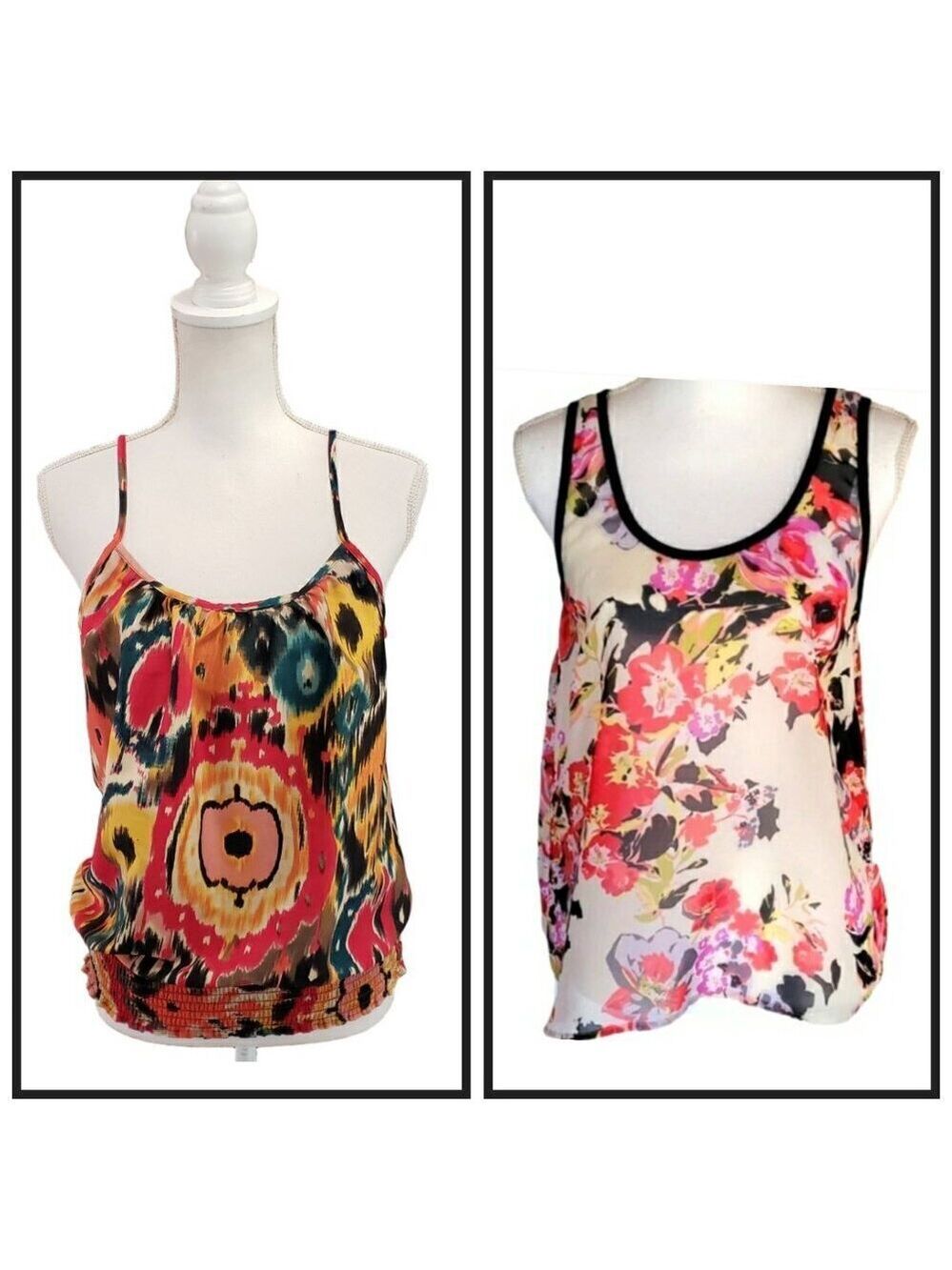 Y2K Wet Seal Women’s Camisole Lot of 2 Floral & Abstract Print Size L